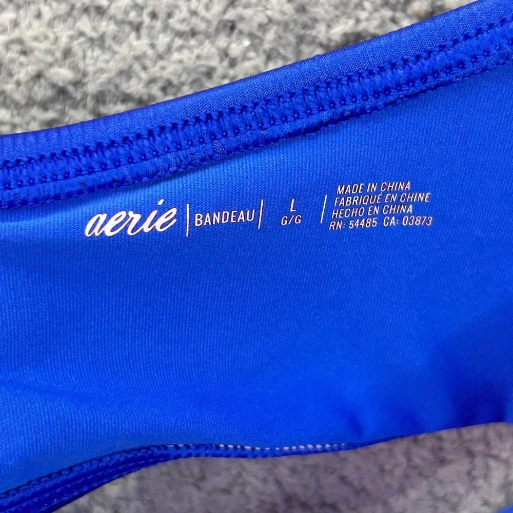 Aerie Bikini Top One Shoulder Ruffle Blue Large Boho Coastal Mermaidcore Chic